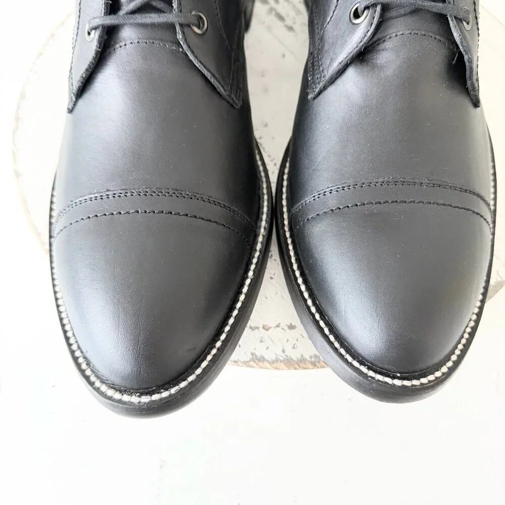 NEW Lane Mens Black Ankle Boots Size 13.5 Lace-up Short Boot Casual Leather Sole
